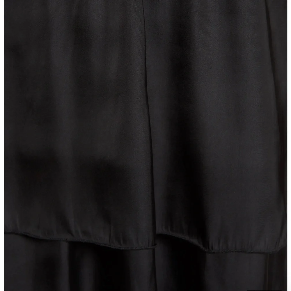 Sam Edelman Long Sleeve Tiered Dress Silky Smock Waist Black L NWT